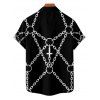Chemise gothique pour homme, imprimé chaîne et croix, boutonnée, style punk - Noir 5XL