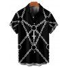 Chemise gothique pour homme, imprimé chaîne et croix, boutonnée, style punk - Noir 5XL