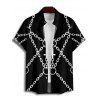 Chemise gothique pour homme, imprimé chaîne et croix, boutonnée, style punk - Noir 5XL
