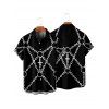 Chemise gothique pour homme, imprimé chaîne et croix, boutonnée, style punk - Noir 5XL