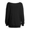 Sweat-shirt gothique pour Halloween, imprimé lettres tête de mort et rose, col incliné - Noir XXL | US 14