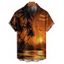Chemise de vacances pour homme, boutonnée, imprimé paysage de plage et de cocotiers - Orange 5XL
