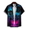 Chemise gothique pour homme, imprimé cocotier et nuit étoilée, boutonnée, idéale pour les vacances - Noir 5XL