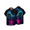 Chemise gothique pour homme, imprimé cocotier et nuit étoilée, boutonnée, idéale pour les vacances - Noir 5XL
