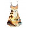 Beach Couple Outfit for Vacation Landscape Coconut Tree Print Mini Dress and Shirt Set - Jaune clair S | US 4