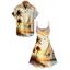 Beach Couple Outfit for Vacation Landscape Coconut Tree Print Mini Dress and Shirt Set - Jaune clair S | US 4