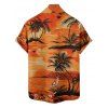 Beach Couple Outfit for Vacation Coconut Tree Print Mini Dress and Shirt Set - Orange S | US 4