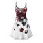 Robe gothique pour Halloween, mini-robe à bretelles spaghetti, imprimé crânes, roses et sang - Rouge Vineux XXXXXL | US 20