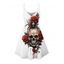 Robe gothique pour Halloween, mini-robe à bretelles spaghetti, imprimé crânes, araignées et roses - Rouge foncé XXXXXL | US 20