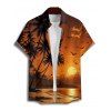 Vacation Couple Outfit Coconut Tree Beach Landscape Print Dress and Shirt Set - Orange S | US 4