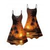 Vacation Couple Outfit Coconut Tree Beach Landscape Print Dress and Shirt Set - Orange S | US 4