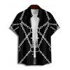Gothic Couple Outfit Cross Chain Print Spaghetti Strap Mini Dress and Shirt Punk Set - Noir S | US 4