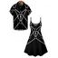 Gothic Couple Outfit Cross Chain Print Spaghetti Strap Mini Dress and Shirt Punk Set - Noir S | US 4