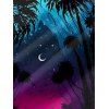 Gothic Couple Outfit Coconut Tree Starry Night Print Spaghetti Strap Long Dress and Shirt Set - Noir S | US 4