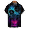 Gothic Couple Outfit Coconut Tree Starry Night Print Spaghetti Strap Long Dress and Shirt Set - Noir S | US 4