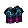 Gothic Couple Outfit Coconut Tree Starry Night Print Spaghetti Strap Long Dress and Shirt Set - Noir S | US 4