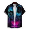 Gothic Couple Outfit Coconut Tree Starry Night Print Spaghetti Strap Long Dress and Shirt Set - Noir S | US 4