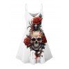 Gothic Couple Outfit for Halloween Skulls Spider Rose Print Mini Dress and Shirt Set - Rouge foncé S | US 4