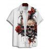 Gothic Couple Outfit for Halloween Skulls Spider Rose Print Mini Dress and Shirt Set - Rouge foncé S | US 4