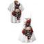 Gothic Couple Outfit for Halloween Skulls Spider Rose Print Mini Dress and Shirt Set - Rouge foncé S | US 4