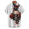 Gothic Couple Outfit for Halloween Skulls Spider Rose Print Mini Dress and Shirt Set - Rouge foncé S | US 4