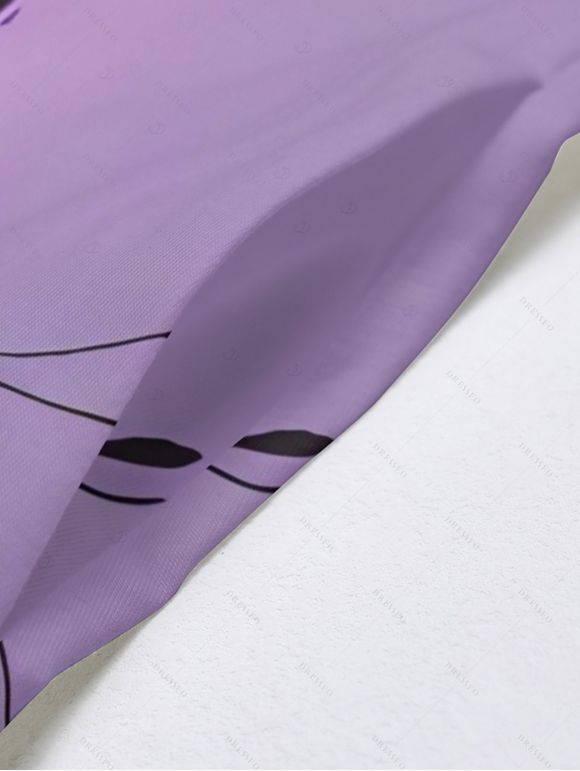 Vacation Couple Outfit Butterfly Floral Print Long Dress and Shirt Set - Pourpre S | US 4