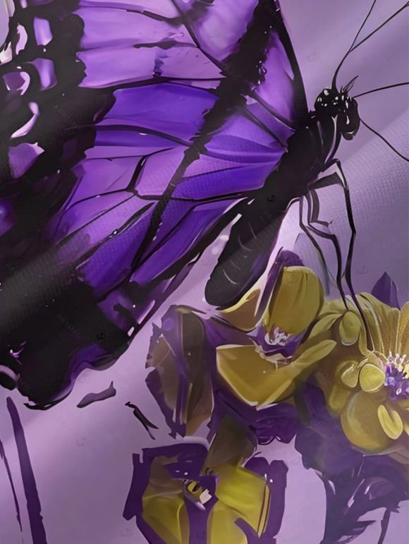 Vacation Couple Outfit Butterfly Floral Print Long Dress and Shirt Set - Pourpre S | US 4