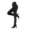 Pantalon skinny punk à lacets et boucle à œillets, taille élastique - Noir XXL
