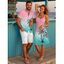 Vacation Couple Outfit for Beach Ombre Coconut Tree Print Mini Dress and Shirt Matching Set - multicolor S | US 4