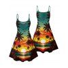 Beach Couple Outfit Sunset Coconut Tree Print Mini Dress and Shirt Vacation Set - Orange S | US 4