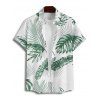 Chemise de vacances pour homme, chemise de plage boutonnée à imprimé feuilles tropicales - Vert profond 5XL