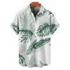 Chemise de vacances pour homme, chemise de plage boutonnée à imprimé feuilles tropicales - Vert profond 5XL