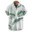 Chemise de vacances pour homme, chemise de plage boutonnée à imprimé feuilles tropicales - Vert profond 5XL