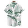 Chemise de vacances pour homme, chemise de plage boutonnée à imprimé feuilles tropicales - Vert profond 5XL