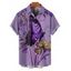 Chemise de vacances pour homme, boutonnée, imprimé floral et papillon - Pourpre 5XL