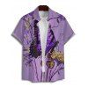 Chemise de vacances pour homme, boutonnée, imprimé floral et papillon - Pourpre 5XL