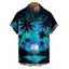 Chemise de plage boutonnée pour homme, imprimé cocotiers et coucher de soleil - Orange 5XL