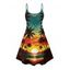 Robe de plage à imprimé cocotiers et bretelles spaghetti - Orange XXXXXL | US 20