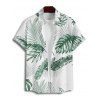Vacation Couple Outfit for Beach Tropical Leaf Print Belt Dress and Shirt Set - Vert profond S | US 4