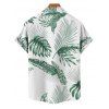 Vacation Couple Outfit for Beach Tropical Leaf Print Belt Dress and Shirt Set - Vert profond S | US 4