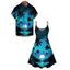 Beach Couple Outfit Sunset Coconut Tree Print Mini Dress and Shirt Vacation Set - Orange S | US 4