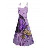 Vacation Couple Outfit Butterfly Floral Print Long Dress and Shirt Set - Pourpre S | US 4