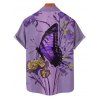 Vacation Couple Outfit Butterfly Floral Print Long Dress and Shirt Set - Pourpre S | US 4