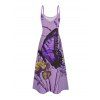 Vacation Couple Outfit Butterfly Floral Print Long Dress and Shirt Set - Pourpre S | US 4