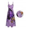 Vacation Couple Outfit Butterfly Floral Print Long Dress and Shirt Set - Pourpre S | US 4