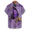 Vacation Couple Outfit Butterfly Floral Print Long Dress and Shirt Set - Pourpre S | US 4