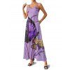 Vacation Couple Outfit Butterfly Floral Print Long Dress and Shirt Set - Pourpre S | US 4