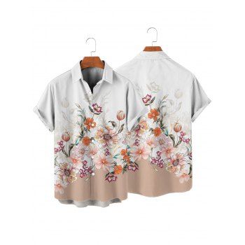 Vacation Couple Outfit Flower Leaf Print Print Belt Dress and Shirt Set