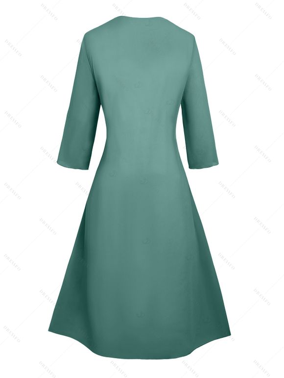 Open Front Chiffon Top Solid Color 3/4 Sleeve Long Coat - DEEP GREEN XXL | US 14