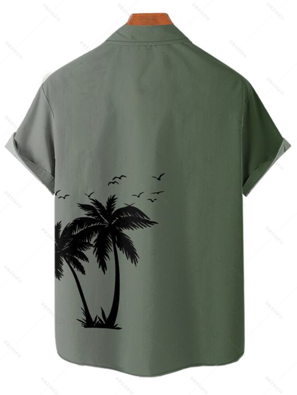 Chemise boutonnée à imprimé cocotiers ombré pour homme, idéale pour les vacances à la plage - Vert clair 5XL